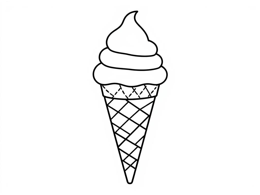 Basic ice cream summer coloring page for toddlers with simple cone shape Basic ice cream summer coloring page for toddlers with simple cone shape
