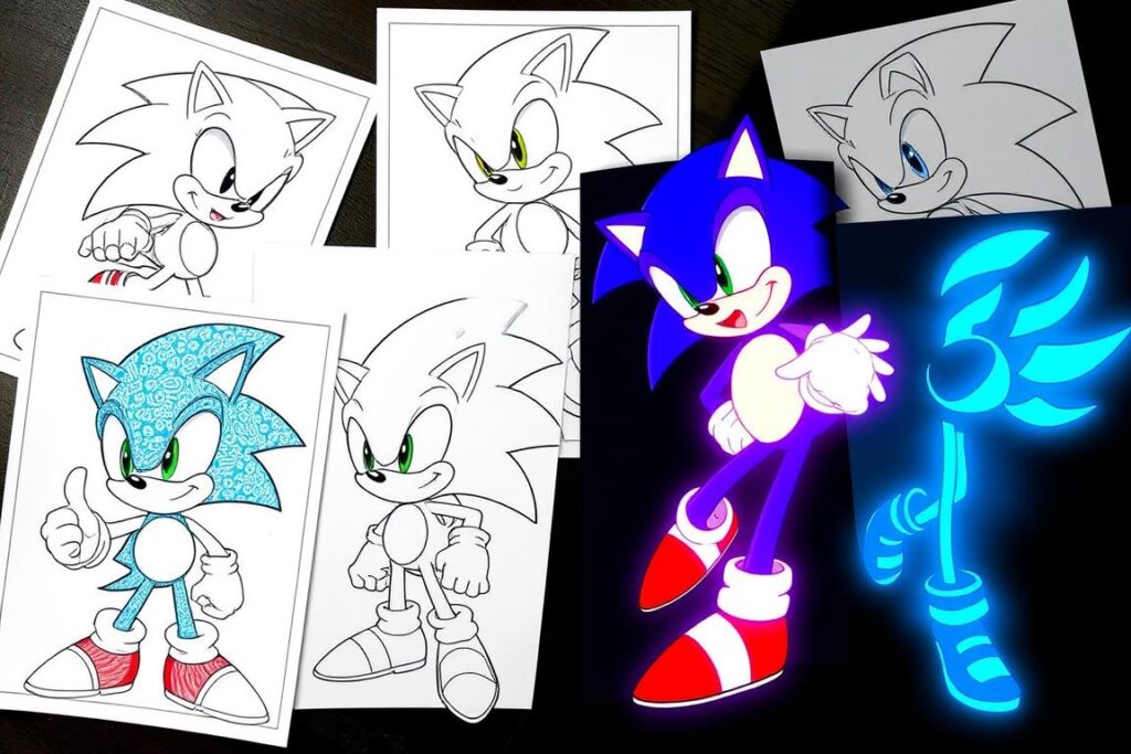 Creative Sonic coloring examples with different techniques Creative Sonic coloring examples with different techniques