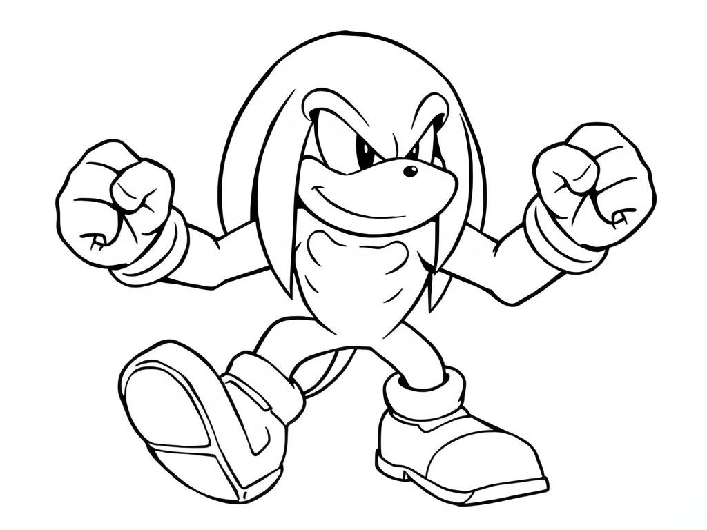 Knuckles in fighting stance coloring page Knuckles in fighting stance coloring page