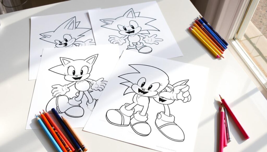 Printed Sonic coloring pages ready for coloring Printed Sonic coloring pages ready for coloring