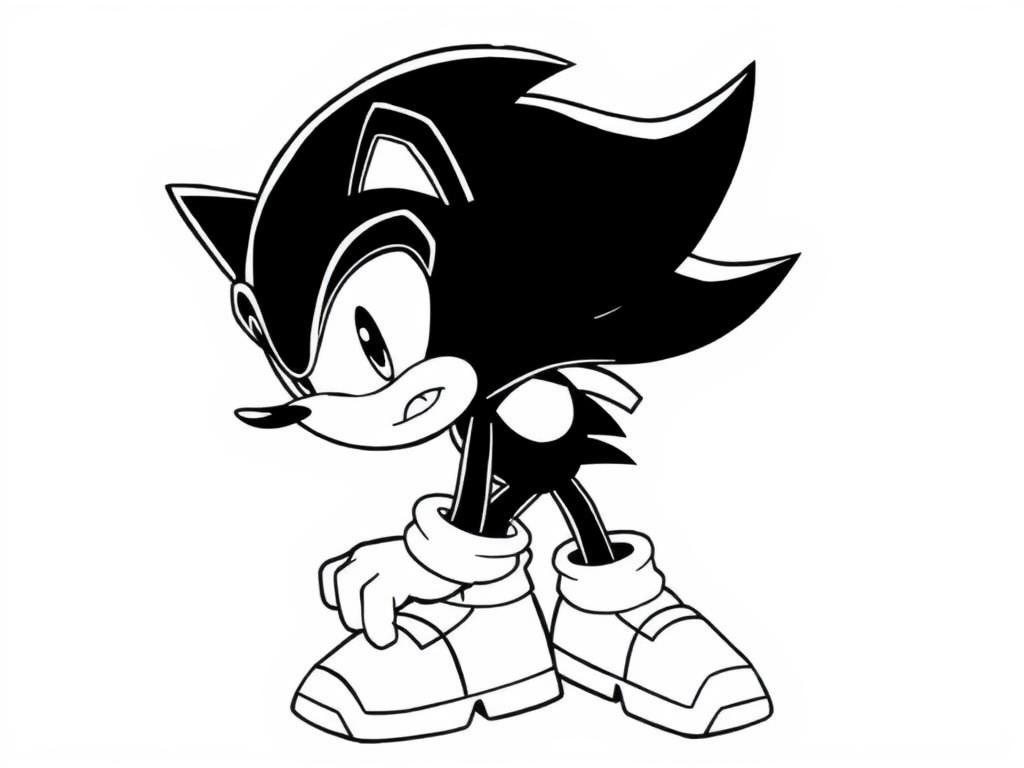 Shadow the Hedgehog in action pose coloring page Shadow the Hedgehog in action pose coloring page