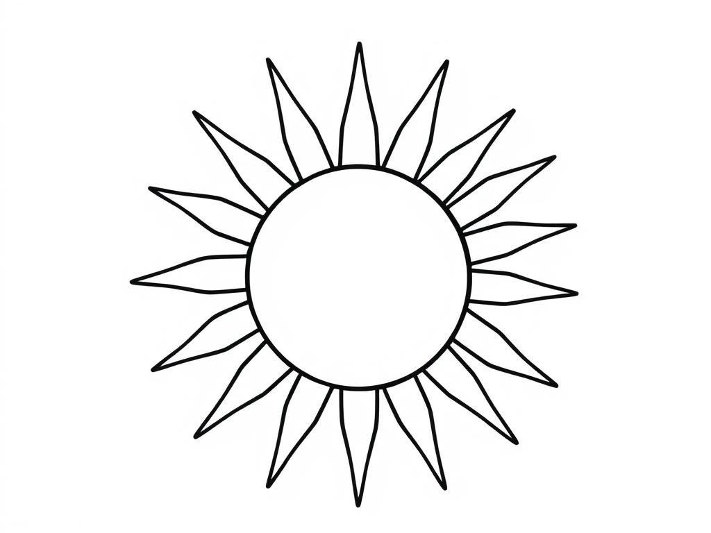 Simple sun summer coloring page for toddlers with basic sun shape Simple sun summer coloring page for toddlers with basic sun shape