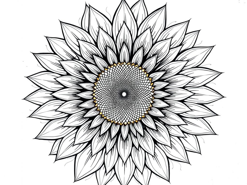 Sunflower mandala summer coloring page with intricate floral design Sunflower mandala summer coloring page with intricate floral design