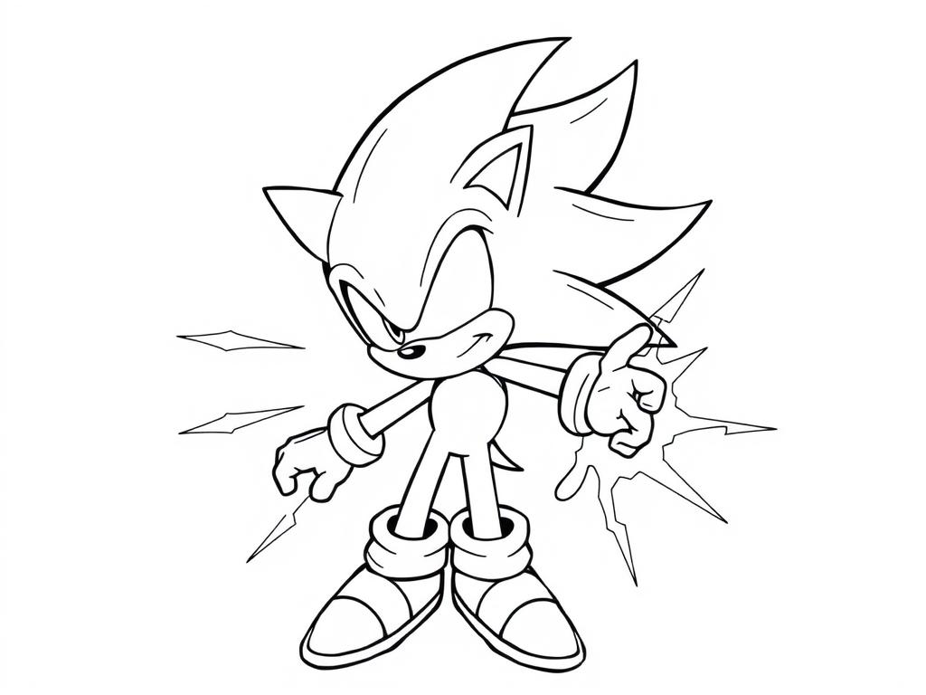 Super Sonic with glowing aura coloring page Super Sonic with glowing aura coloring page