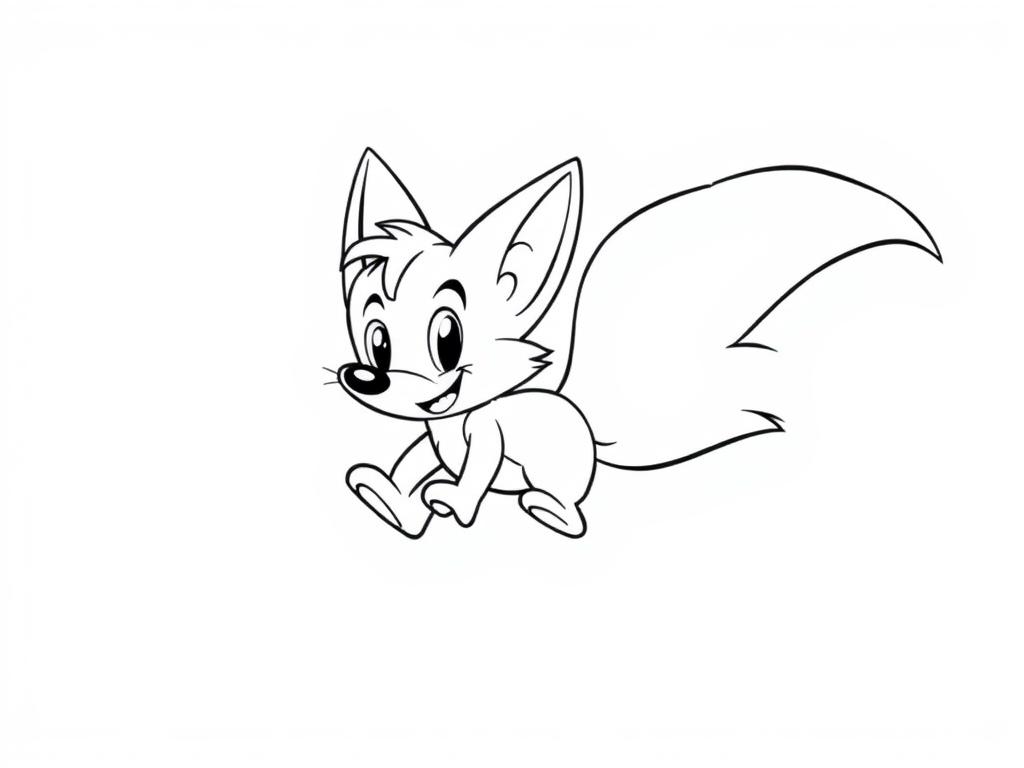 Tails flying with his twin tails coloring page Tails flying with his twin tails coloring page